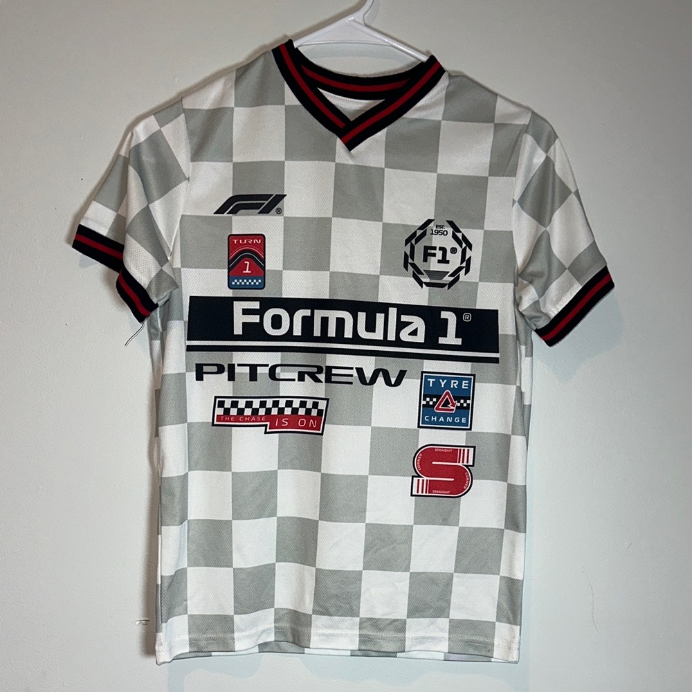 Hybrid Apparel Gray and White Checkered Kids Tee